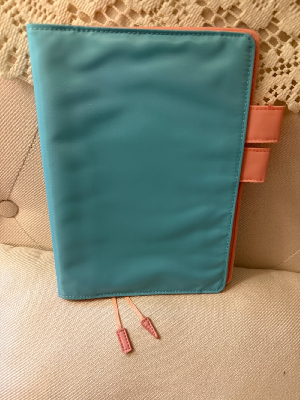 Turquoise and Coral Hobonichi A5 Cover & Cover on Cover - Picture 2 of 9